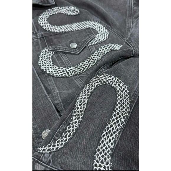 EUC Amiri Crystal Snake Denim Jacket - Picture 4 of 14